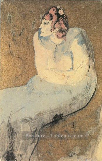 Femme Sitting 1901 cubist Pablo Picasso Peintures à l'huile